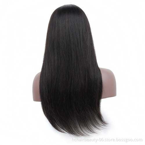 HC Factory Wholesale Unprocessed Raw Indian Human Lace Wig Virgin Straight Human Hair Full Lace Wigs